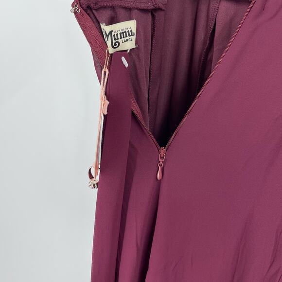 Show Me Your MuMu Jenn Maxi Dress Merlot Chiffon Large NWT - Picture 6 of 8